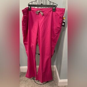New Wonderwink Wonderwork Fuchsia pink Women Scrub Pants 2XL 2X Petite 2XP